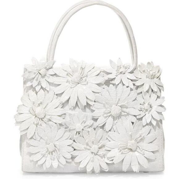 Nancy Gonzalez‎ White Crocodile Leather Floral Handbag – NWT, Never Worn